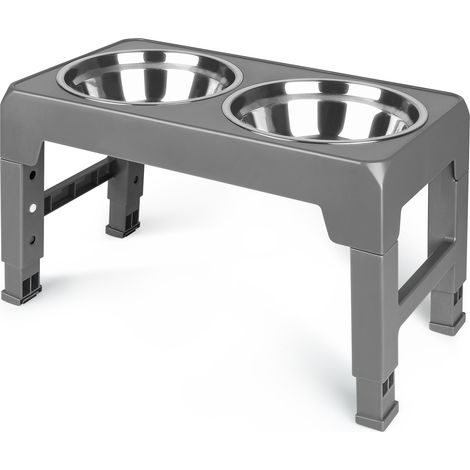 Ciotole Acqua rialzate per Cani,Haloyo®,Ciotole per Cani Rialzate,con 3 Altezze Regolabile,per Cani Piccolo,Medio e Grande,44 x 24 x 8cm,grigio (1/5)