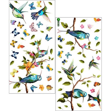 Autocollants Décorations de Fenêtre Statiques en Oiseaux Pvc Motif Faciles Branche sans Adhésif à Installer Printemps pour Vitres et Boutiques (1/5)