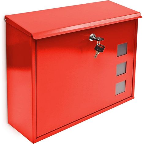 Buzón de pared de diseño contemporáneo rojo para jardín exterior 1013015 (1/3)
