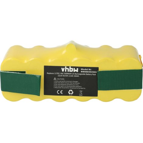 vhbw 1x Batterie compatible avec iRobot Roomba 630, 671, 660, 665, 620, 625, 650, 618, 670, 621, 651, 616 robot électroménager (2500mAh, 14,4V, NiMH)