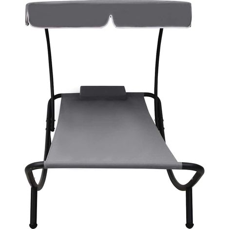 Maison Exclusive - Lettino da Esterno con Baldacchino e Cuscino Grigio (1/5)
