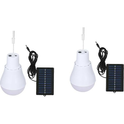 Lot de 2 lampes solaires portables à LED pour le camping, la tente, l'intérieur et l'extérieur, l'abri de jardin et la pêche nocturne. (1/5)