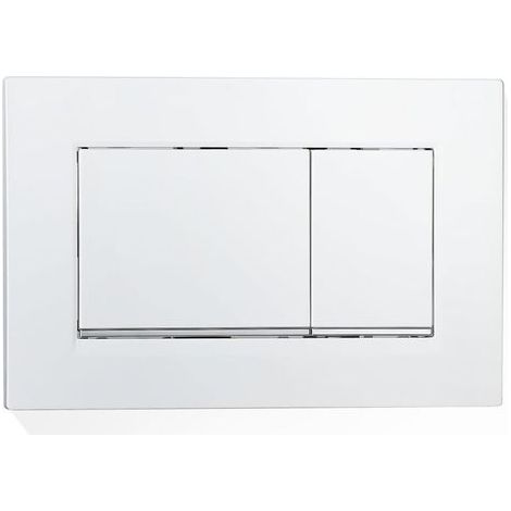 Panneau de toilette mural pour réservoir d'eau caché compatible Geberit Sigma 30 115.883.km.1 matériau plastique durable design à Bouton carré gain de place (blanc)