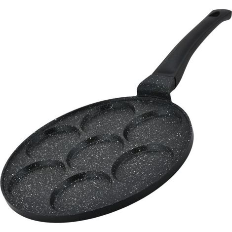 Poêle à crêpes et galettes avec revêtement en marbre 7 emplacements 26cm Herzberg HGCP267HO
