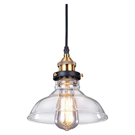 Stoex – Suspension luminaire vintage en verre – Lustre rétro E27 – Abat-jour 21 cm – Éclairage pour cuisine, salle à manger, bar, restaurant (1/5)