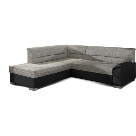 Sofá de esquina convertible TROMSO gris oscuro – Ángulo izquierdo con compartimento (1/3)
