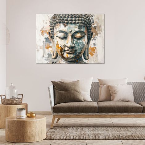 Wandbild Graue Buddha-Statue Zen Meditation Spa 60x40 (1/4)