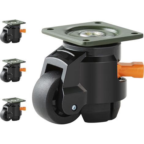 Mophorn – Roulettes pivotantes pour meubles – Lot de 4 – Diamètre 50,8 mm – Charge 500 kg – Réglables avec pieds pour établis et machines