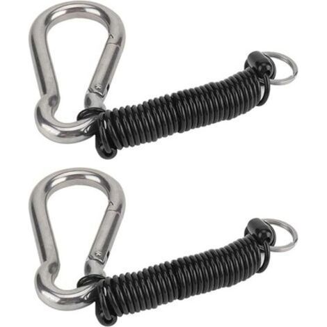 Lot de 2 câbles de sécurité remorque, acier inoxydable robuste avec ressort, sangles de frein détachables pour camping-car et caravane (1/5)