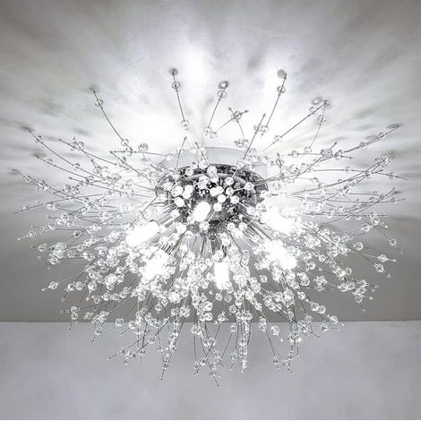 Lampada da soffitto moderna in cristallo Ulisem per soggiorno, cristallo cromato K9, 6 lampadine G9, lampada a sospensione (1/4)