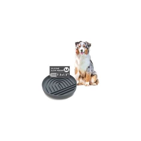 Anti-Fressnapf aus Silikon, ideal für langsam fressende Hunde und Welpen. Das moderne Design mit einer ableckbaren Unterlage reduziert das Risiko des Verschluckens. 19 cm breit x 4 cm hoch. – Crezuo