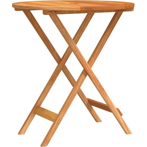 Vidaxl – Mesa jardín plegable de madera de eucalipto Ø60x75 cm – Resistente a la intemperie – Fácil de limpiar – Ideal para picnics y exteriores (1/5)