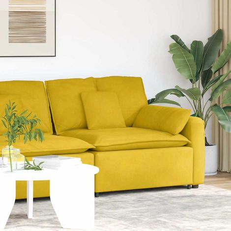 Modulares Sofa Endmodul mit Armlehne Kissen Gelb 100 cm