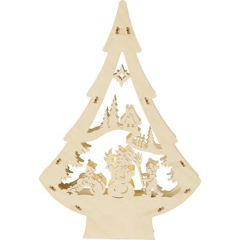 LED-Lichterbaum Deko Holz Schneemann 30 cm warmweiß Baum