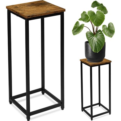 Soporte para flores rústico Arben tipo loft, color negro, 60 cm. (1/5)