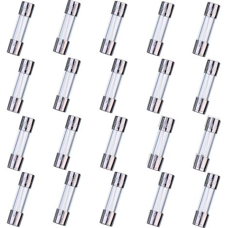 F5AL250V 20 Pcs 5x20mm Fusible En Verre À Soufflage Rapide 5A 250V 0.2x0.78 pouce Fusible Temporisé (Paquet de 20 Pcs)