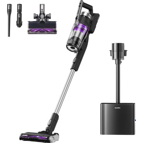 Aspirateur Balai sans Fil avec Base,Aspiration 24000 Pa,Vidage Automatique du Bac à Poussière avec Sac de 3 L,Aspirateur sans Fil Brosse Anti Enchevêtrement,Autonomie 60 Min (1/5)