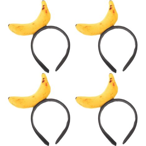 4-teiliges lustiges Bananen-Haarreif-Set aus PVC-Kunststoff, realistisches Bananen-Krabben-Design, leicht und bequem für Mottopartys und Halloween. (1/5)