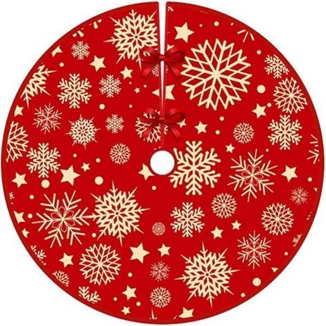 Weihnachtsbaumrock - Luxus - 120 cm - Kunstfell - Rot - Festliche Dekoration - Roter Weihnachtsbaumständer-Rock
