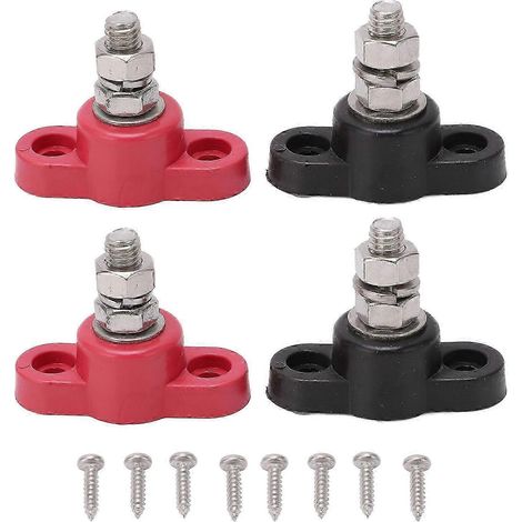 Bornes de Batterie 12V 24V – Lot de 4 Blocs de Jonction Rouges et Noirs, Borniers à Étrier pour Connexion Sûre (1/5)