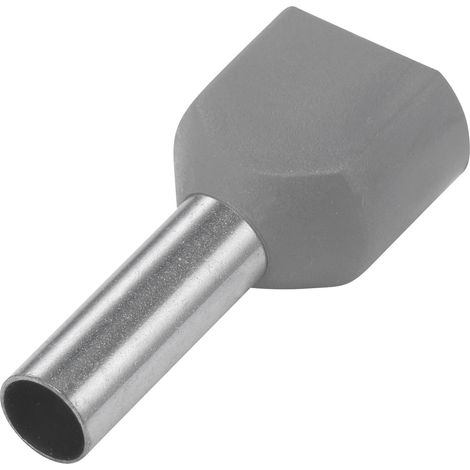 TRU COMPONENTS 1091315 Zwillings-Aderendhülse 4 mm² Teilisoliert Grau 100 St.