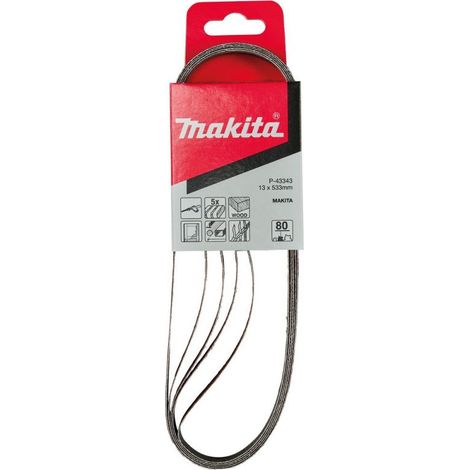 Makita P-43343 Schleifband-Set Körnung (num) 80 (L x B) 533 mm x 13 mm 5 St.