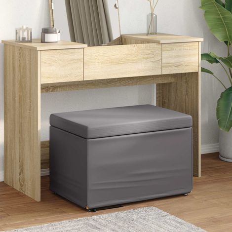 vidaXL Pouf Grigio Pelle Sintetica e Legno Ingegnerizzato