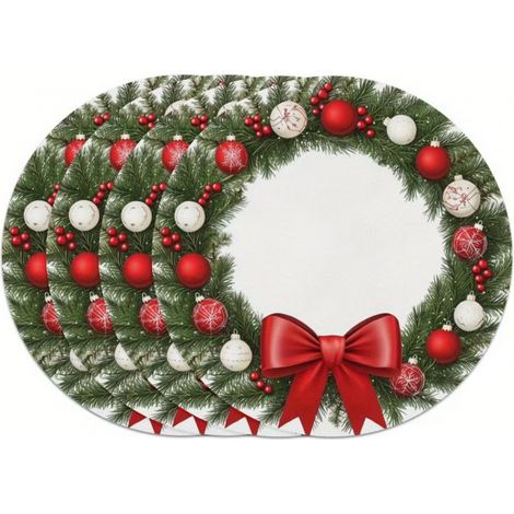 Sets de table de Noël ronds, décorés de bonhommes de neige, impression vinyle non imperméable - 37 x 37 cm (lot de 4) - 15