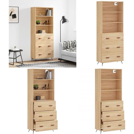Highboard Sonoma-Eiche 69,5x34x180 cm Holzwerkstoff - Holzwerkstoff - Schrank (1/5)