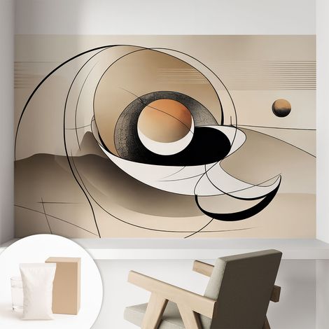 Tapete Vliestapete mit Kleber - trendige Wanddeko - elegant Fototapete für Wohnzimmer - Schlafzimmer Harmonische Abstraktion 104x70 cm
