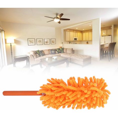 Plumeau télescopique détachable et lavable de 72 cm en chenille, outil de dépoussiérage pour le nettoyage de la maison, orange (1/5)