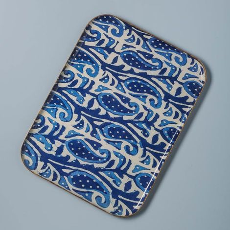 Plateau Bangalore fer bleu 30x40cm (1/4)