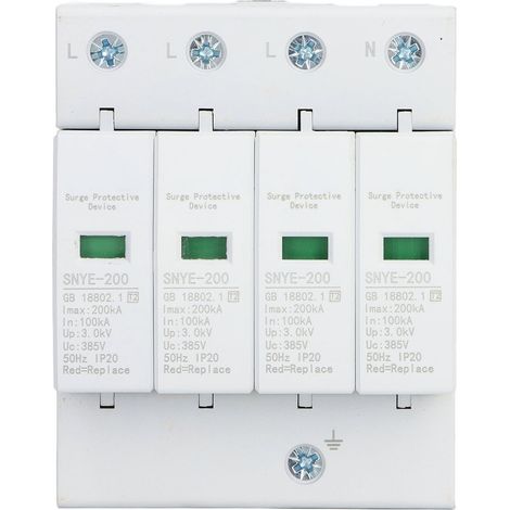 Überspannungsschutzgerät mit Polycarbonatgehäuse, Sichtfenster, isolierten Anschlüssen, Steckerbauweise, Überspannungsschutzgerät, weiß, 200 kA, 4-polig, 385 V (1/5)