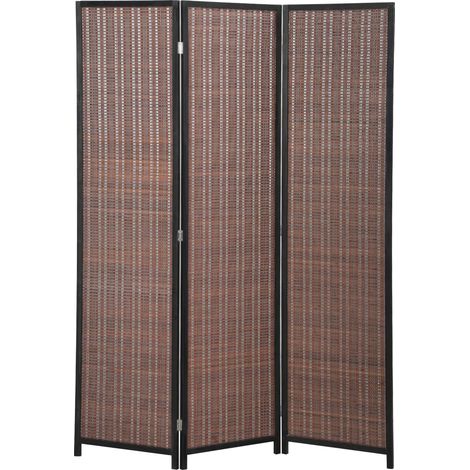 Paravent en bois séparateur de pièce closion de séparation pliable 3 panneaux 135 x 180 cm marron (1/2)