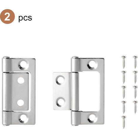 (Nickel 2 pouces, lot de 2) 2 charnières plates en métal à 360° pour portes de placard, fenêtres, boîtes en bois et accessoires de quincaillerie pour meubles. (1/5)