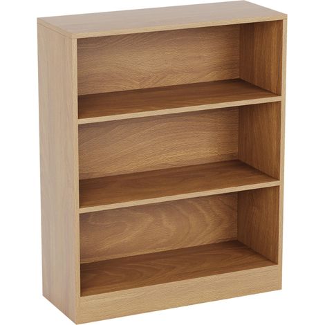 Bibliothèque Basse à 3 étagère, Bois de chêne, Meuble pour Bureau, Salle de séjour et Chambre, 75 x 60 x 24 cm (1/5)