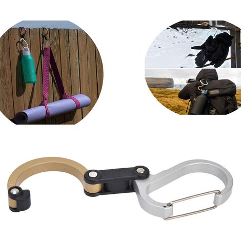 D-förmiger Karabiner, multifunktionales Outdoor-Befestigungselement aus Aluminiumlegierung, goldfarben. (1/5)
