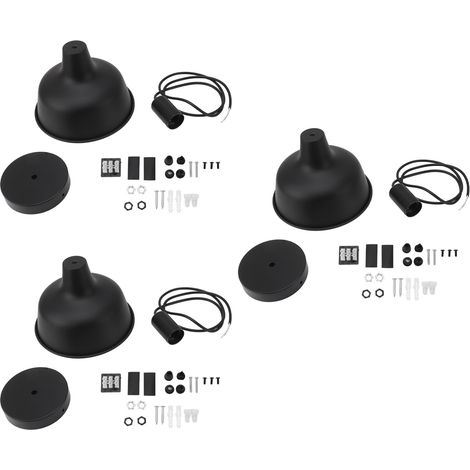 Lot de 3 supports de suspension style grange, en fer et corde réglable, 110-240 V, pour bars, restaurants et autres lieux de vie rustiques. (1/5)