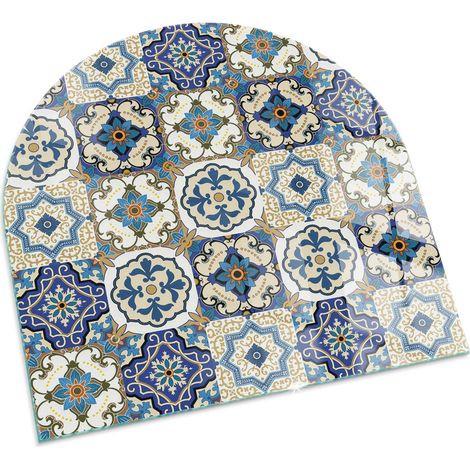 Piastra per Camino di Vetro Temperato Protezione per Caminetto dal Calore Resistente a Scintille e Graffi  Motivo a mosaico con fiori 100x100 cm (1/5)