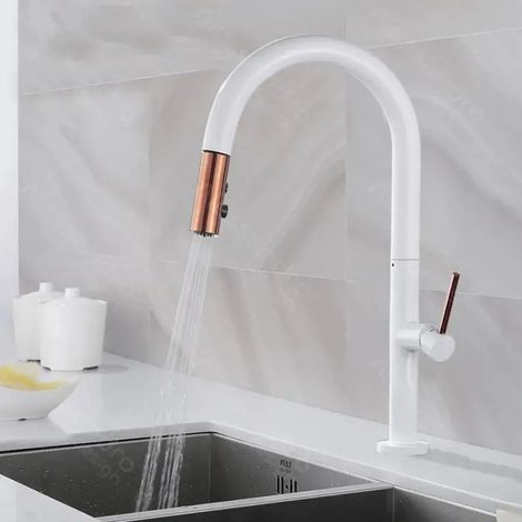 Robinet de Cuisine avec Douchette Extractible Laiton Sanitaire (1/4)