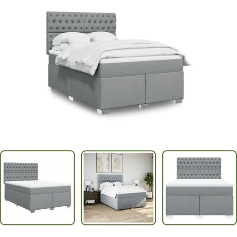 vidaXL Matelas à ressorts ensachés -  Sommier à lattes de lit avec matelas Gris clair 140x190cm Tissu (1/5)