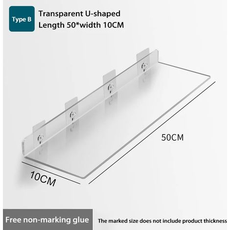(WGYKLZWJMDKB50x10CM) Étagère de rangement auto-adhésive murale, amovible, pour salle de bain, douche, cuisine, dressing, accessoires de salle de bain (1/5)