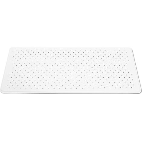 Tapis de bain antidérapant - 1 unité - Caoutchouc naturel - Ventouses et drainage - Douche et baignoire - 65x35 cm Blanc (1/5)