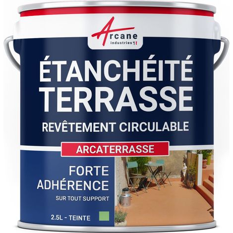 Arcane Industries – Peinture d'étanchéité terrasse 2.5 L – Résine colorée circulable – Haute élasticité – Anti-dérapant – Pour béton et ciment