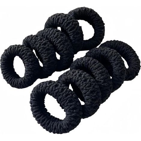 10 piezas gomas cabello inofensivas, gomas cabello gruesas inofensivas, gomas cabello costuras, gomas goma duraderas, coletas (5 negras sólidas (1/5)