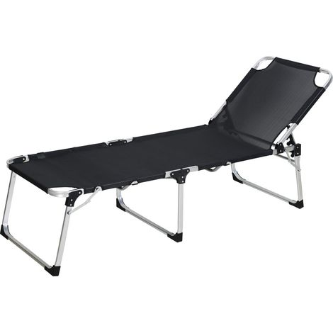 TrendLine Alu-Dreibeinliege De Luxe XL schwarz Gartenliege Sonnenliege Alu Liege