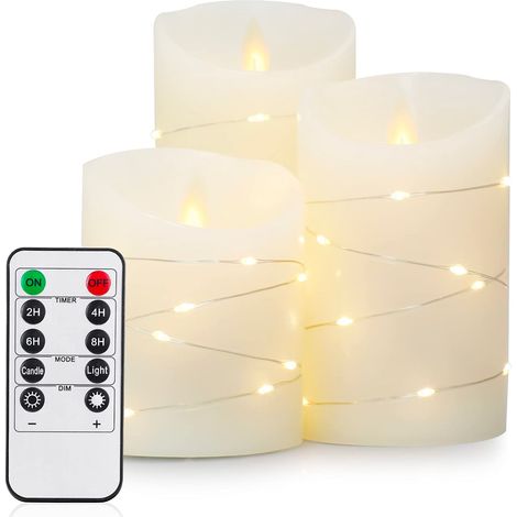 Bougies à LED en Cire FISHTEC X3 Bougies Télécommandées (1/5)