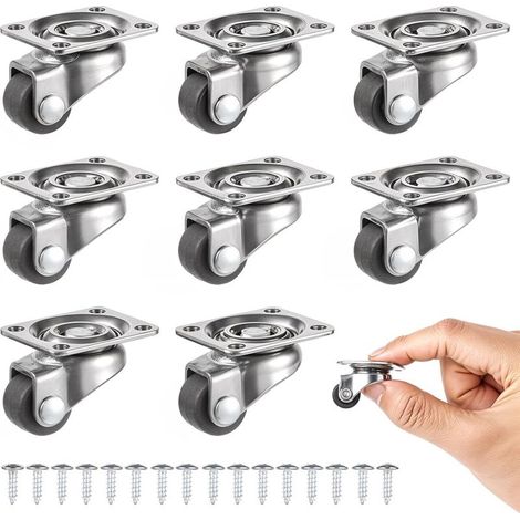 Set mit 8 kleinen 360°-Lenkrollen, kleinen Gummilenkrädern, universellen Transportrollen mit Schrauben für Mini-Möbel und Aufbewahrungsboxen (1/5)