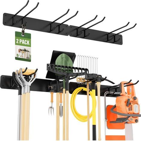 2 - Étagère Murale - Organisateur Outils - Support 150 Kg - Acier Anti-Rouille - Pour Garage Jardin Atelier - Noir - 86 Cm (1/5)
