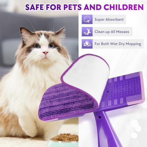 Geeignet für wiederverwendbare Moppköpfe, die mit dem Swiffer Wet Jet Mop kompatibel sind - Packung mit 6 waschbaren Mikrofaser-Moppbezügen für den Swiffer Wet Jet Mop 30 cm (12 Zoll). (1/5)